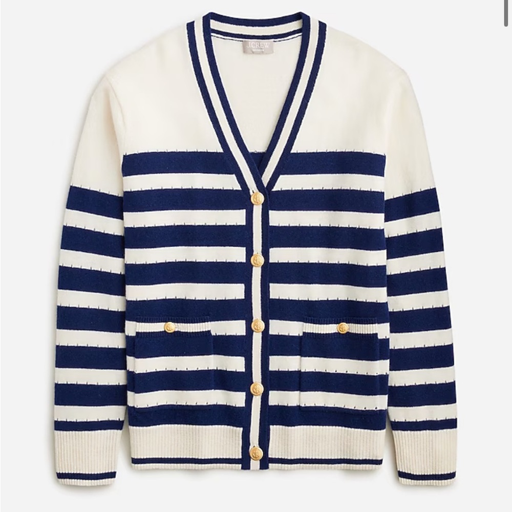 NWT Jcrew Cashmere cardigan in sailor stripe size small